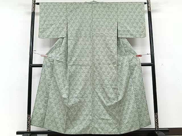 平和屋着物▽上質な紬 単衣 草花文 正絹 逸品 CAAU3839xi