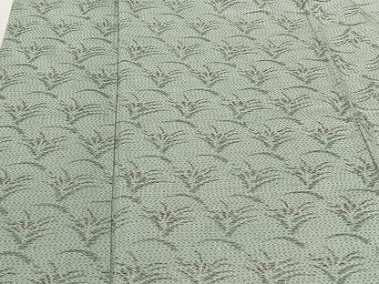 平和屋着物▽上質な紬 単衣 草花文 正絹 逸品 CAAU3839xi
