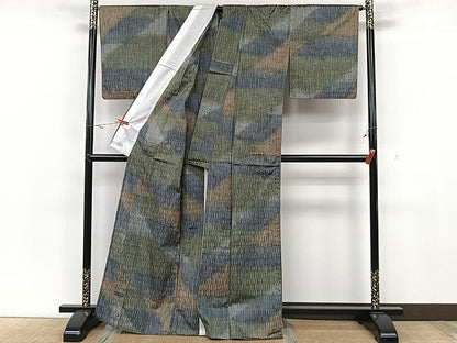 平和屋着物▽上質な紬 単衣 霞文 正絹 逸品 CAAU3841xi