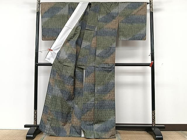 平和屋着物▽上質な紬 単衣 霞文 正絹 逸品 CAAU3841xi