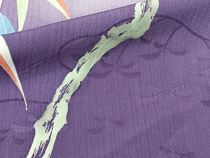平和屋着物▽訪問着　単衣　枝垂れ柳　暈し染め　銀彩　正絹　逸品　CAAU3842xi