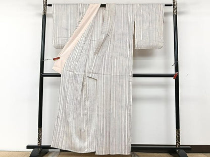 平和屋着物▽上質な小紋 単衣 縞 正絹 逸品 CAAU3845xi