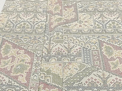 平和屋着物▽本塩沢 単衣 切嵌吉祥文 正絹 逸品 CAAU3847xi