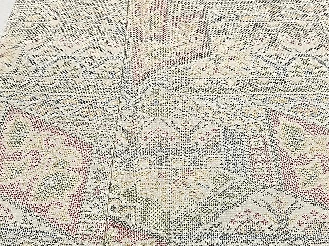 平和屋着物▽本塩沢 単衣 切嵌吉祥文 正絹 逸品 CAAU3847xi