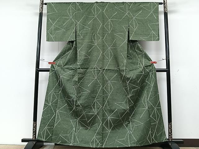 平和屋着物▽上質な紬 単衣 切嵌文 正絹 逸品 CAAU3848xi