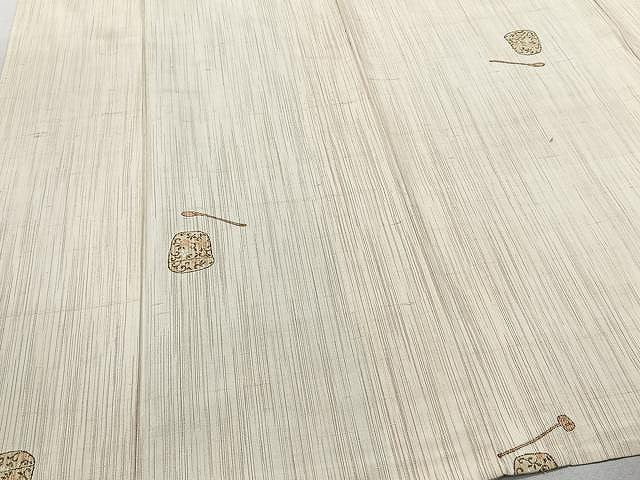 平和屋着物▽上質な紬　単衣　器物文　正絹　逸品　CAAU3849xi