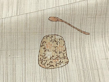 平和屋着物▽上質な紬　単衣　器物文　正絹　逸品　CAAU3849xi