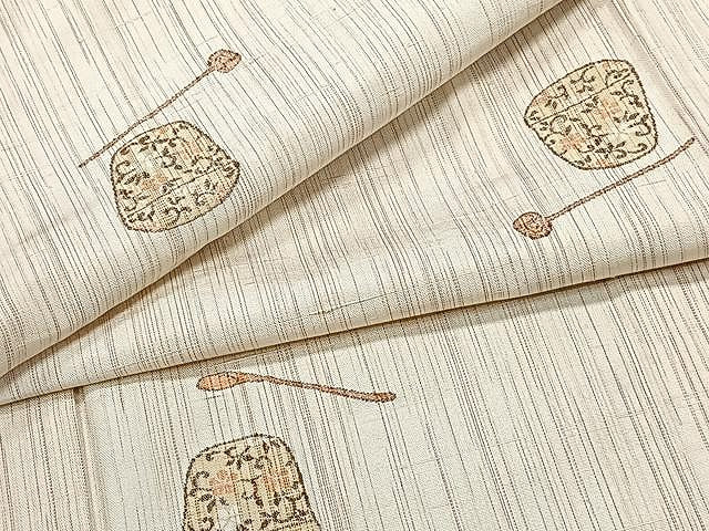 平和屋着物▽上質な紬　単衣　器物文　正絹　逸品　CAAU3849xi