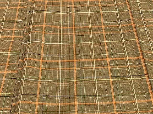 平和屋着物▽上質な紬 単衣 格子柄 正絹 逸品 CAAU3854xi