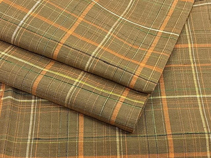 平和屋着物▽上質な紬 単衣 格子柄 正絹 逸品 CAAU3854xi