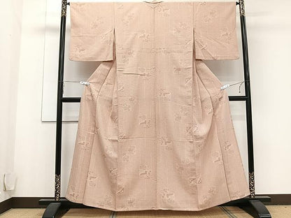 平和屋着物▽本塩沢 単衣 色紙吉祥文 正絹 逸品 CAAU3855xi