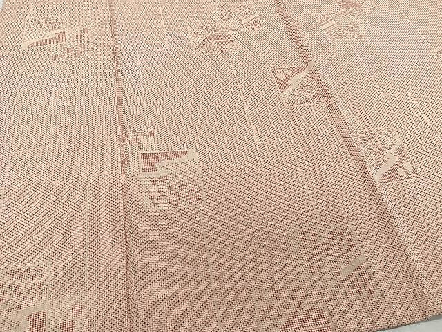 平和屋着物▽本塩沢 単衣 色紙吉祥文 正絹 逸品 CAAU3855xi