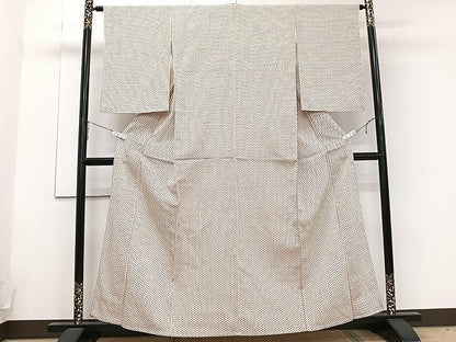 平和屋着物▽上質なお召 単衣 幾何学文 正絹 逸品 CAAU3857xi