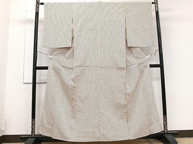 平和屋着物▽上質なお召 単衣 幾何学文 正絹 逸品 CAAU3857xi