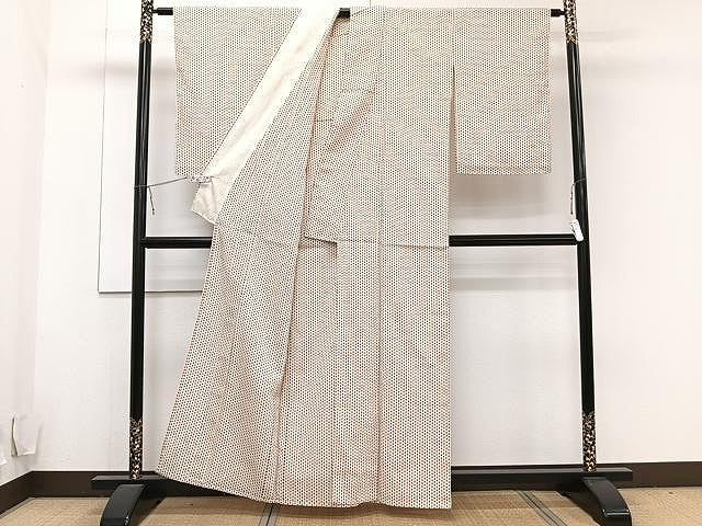 平和屋着物▽上質なお召 単衣 幾何学文 正絹 逸品 CAAU3857xi