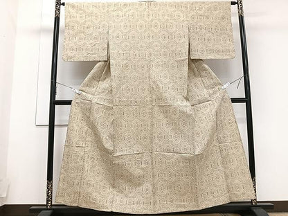 平和屋着物▽上質な紬　単衣　蜀江文　正絹　逸品　CAAU3858xi
