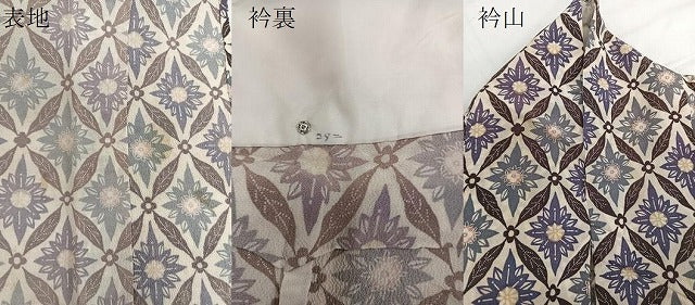 平和屋着物▽上質な小紋 単衣 型染め 七宝花文 正絹 逸品 CAAU3859xi