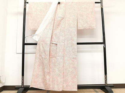 平和屋着物▽本塩沢　単衣　枝菊文　正絹　逸品　CAAU3861xi
