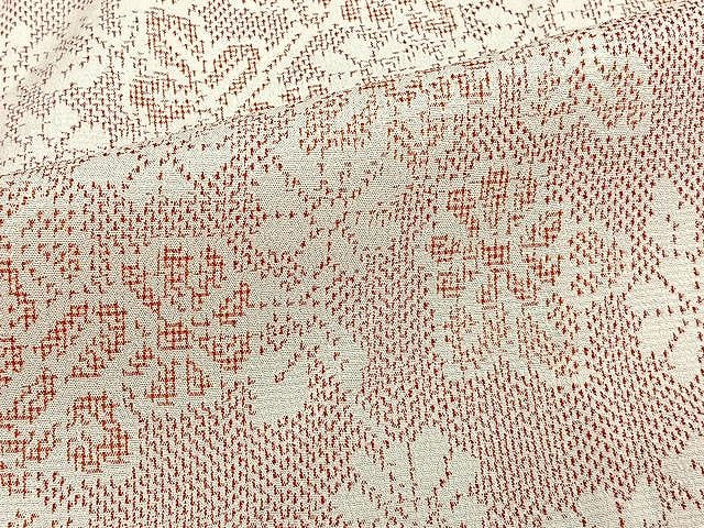 平和屋着物▽本塩沢　単衣　枝菊文　正絹　逸品　CAAU3861xi