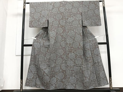 平和屋着物▽上質な小紋 単衣 花唐草文 正絹 逸品 CAAU3864xi