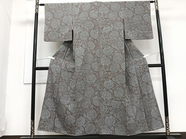 平和屋着物▽上質な小紋 単衣 花唐草文 正絹 逸品 CAAU3864xi
