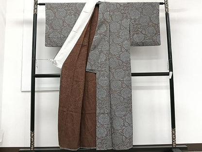 平和屋着物▽上質な小紋 単衣 花唐草文 正絹 逸品 CAAU3864xi