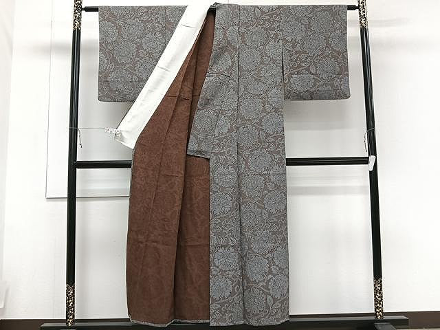 平和屋着物▽上質な小紋 単衣 花唐草文 正絹 逸品 CAAU3864xi