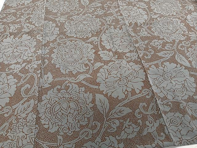 平和屋着物▽上質な小紋 単衣 花唐草文 正絹 逸品 CAAU3864xi