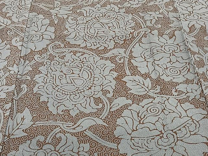 平和屋着物▽上質な小紋 単衣 花唐草文 正絹 逸品 CAAU3864xi