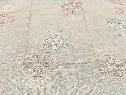 平和屋着物▽上質な紬 単衣 舞花文 正絹 逸品 CAAU3865xi