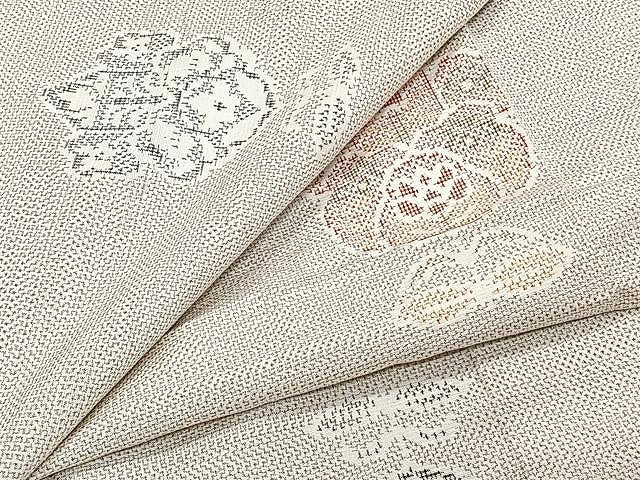 平和屋着物▽上質な紬 単衣 舞花文 正絹 逸品 CAAU3865xi