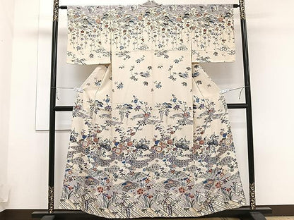 平和屋着物▽訪問着　単衣　草花吉祥文　金彩　正絹　逸品　CAAU3868xi