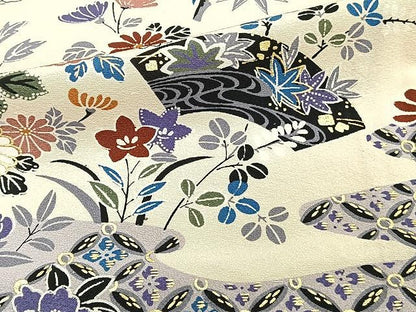 平和屋着物▽訪問着　単衣　草花吉祥文　金彩　正絹　逸品　CAAU3868xi