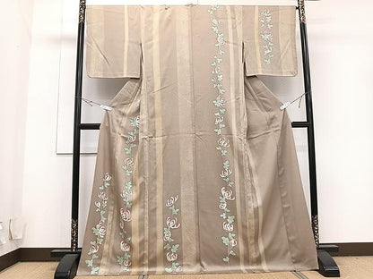 平和屋着物▽訪問着 単衣 手描き 枝乱菊 正絹 逸品 CAAU3871xi