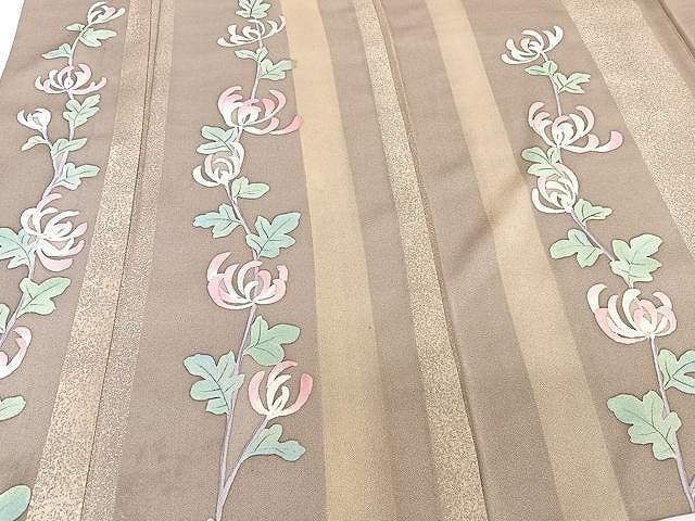 平和屋着物▽訪問着 単衣 手描き 枝乱菊 正絹 逸品 CAAU3871xi
