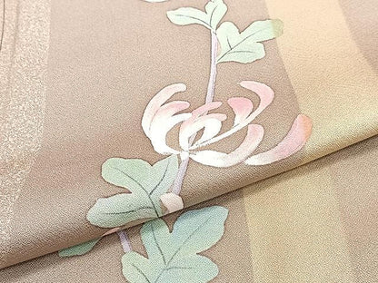 平和屋着物▽訪問着 単衣 手描き 枝乱菊 正絹 逸品 CAAU3871xi