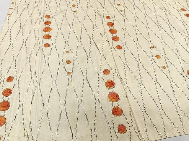 平和屋着物▽上質な紬　単衣　立涌丸文　正絹　逸品　CAAU3873xi