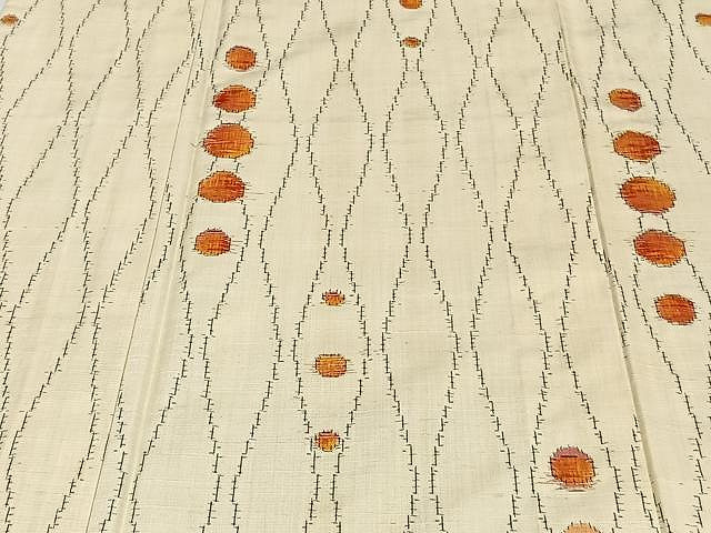 平和屋着物▽上質な紬　単衣　立涌丸文　正絹　逸品　CAAU3873xi