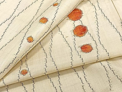 平和屋着物▽上質な紬　単衣　立涌丸文　正絹　逸品　CAAU3873xi
