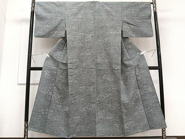 平和屋着物▽上質な紬 単衣 風景文 正絹 逸品 CAAU3874xi