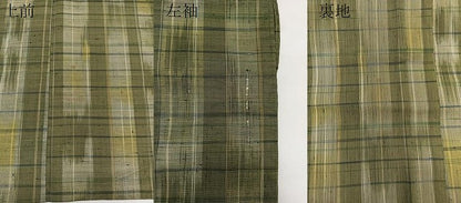 平和屋着物▽上質な紬 単衣 格子柄 正絹 逸品 CAAU3877xi