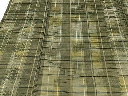平和屋着物▽上質な紬 単衣 格子柄 正絹 逸品 CAAU3877xi