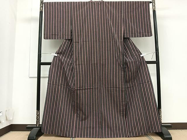 平和屋着物▽小紋 単衣 縞 CAAU3878xi