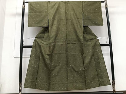 平和屋着物▽上質な紬 単衣 幾何学文 正絹 逸品 CAAU3879xi