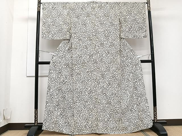 平和屋着物▽上質な小紋 単衣 型染め いろは歌 正絹 逸品 CAAU3881xi