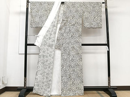 平和屋着物▽上質な小紋 単衣 型染め いろは歌 正絹 逸品 CAAU3881xi