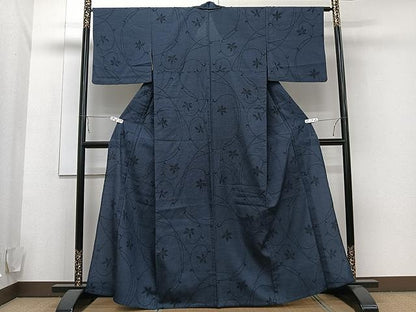 平和屋着物▽本塩沢 単衣 唐草文 正絹 逸品 CAAU3884xi