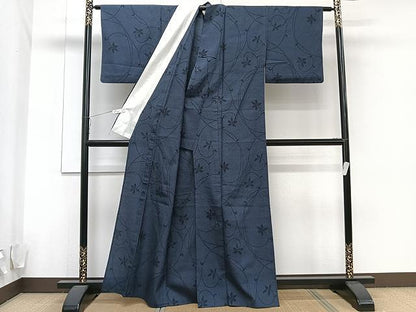 平和屋着物▽本塩沢 単衣 唐草文 正絹 逸品 CAAU3884xi
