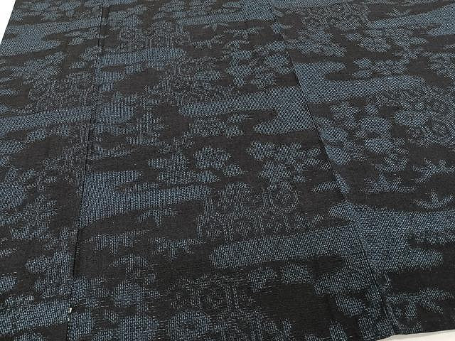 平和屋着物▽結城紬 単衣 霞草花文 正絹 逸品 CAAU3886xi
