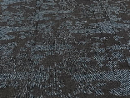 平和屋着物▽結城紬 単衣 霞草花文 正絹 逸品 CAAU3886xi